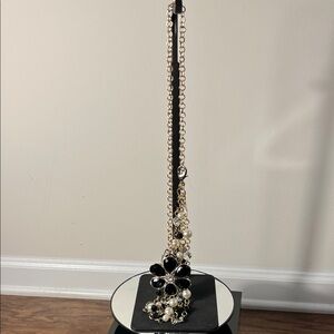 White House Black Market Black and Gold Floral Belt